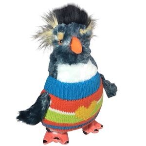 Build A Bear Penguin Happy Feet Stuffed Animal Plush Striped Heart Sweater Toy